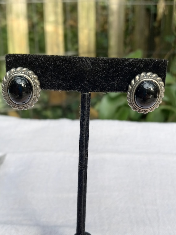 Sterling Silver Black Onyx Stud Earrings