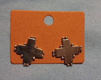 Sterling Silver Cross Stud Earrings