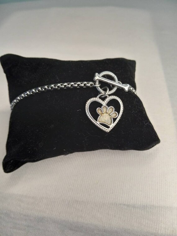 Connections From Hallmark Stainless Steel Glitter Paper Heart Paw