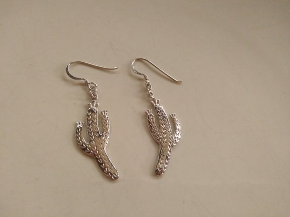 Sterling Silver cactus dangle earrings - image 2