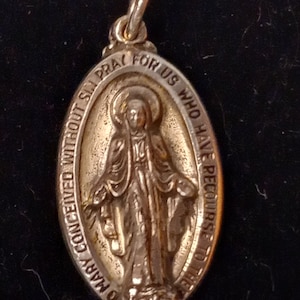 Sterling Silver Miraculous Medal Religious Pendant