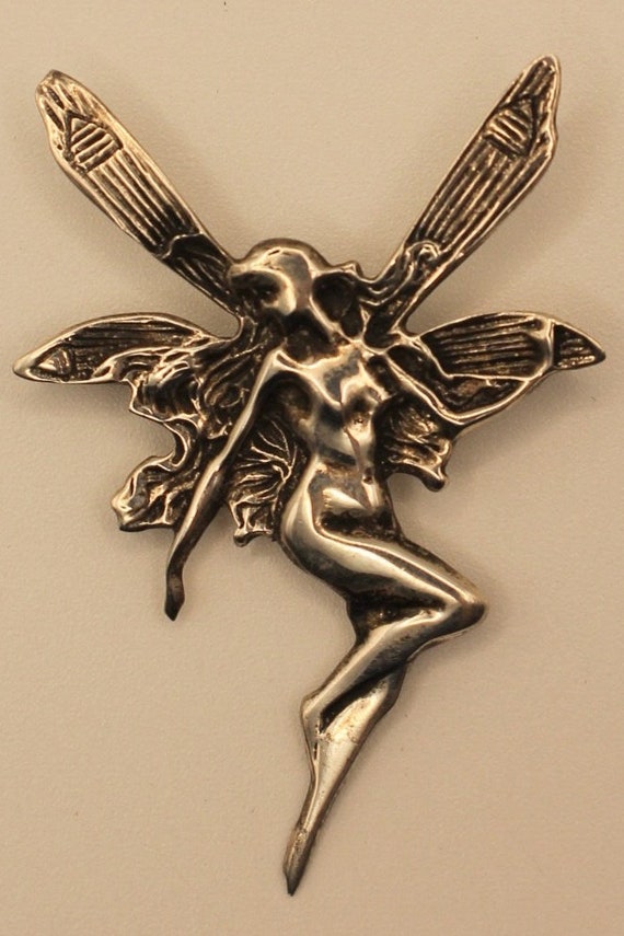 Antique Sterling Silver Art Nouveau Fairy Pin Broo