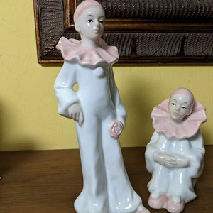Art Deco Ethan Allen Clown Pierrot Ceramic Figurine Set Made in Japan