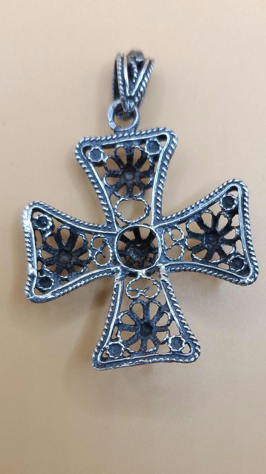 Sterling Silver Maltese Cross Pendant - Etsy