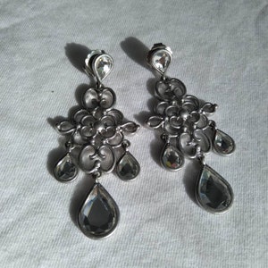 Lia Sophia rhinestone chandelier filigree earrings