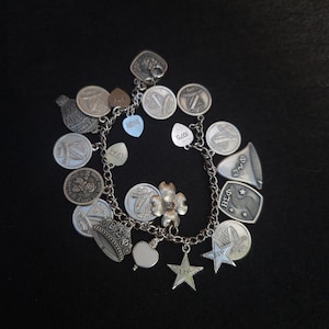 1970s Vintage Sterling Silver Charm Bracelet Beta Sigma Phi Sorority