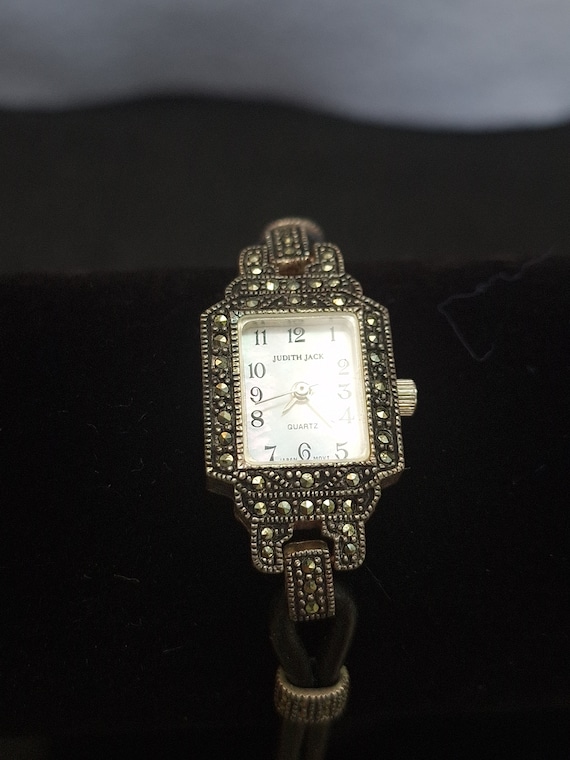 Vintage Judith Jack Sterling Silver Marasite Watch With  display picture 1