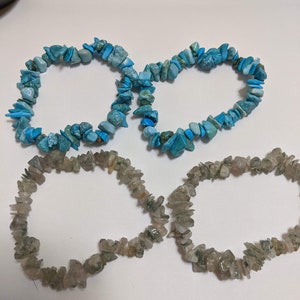Turquoise and jade chip stretch bracelets