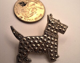ヴィンテージ シルバートーン スコティッシュ テリア 犬用ピンブローチ