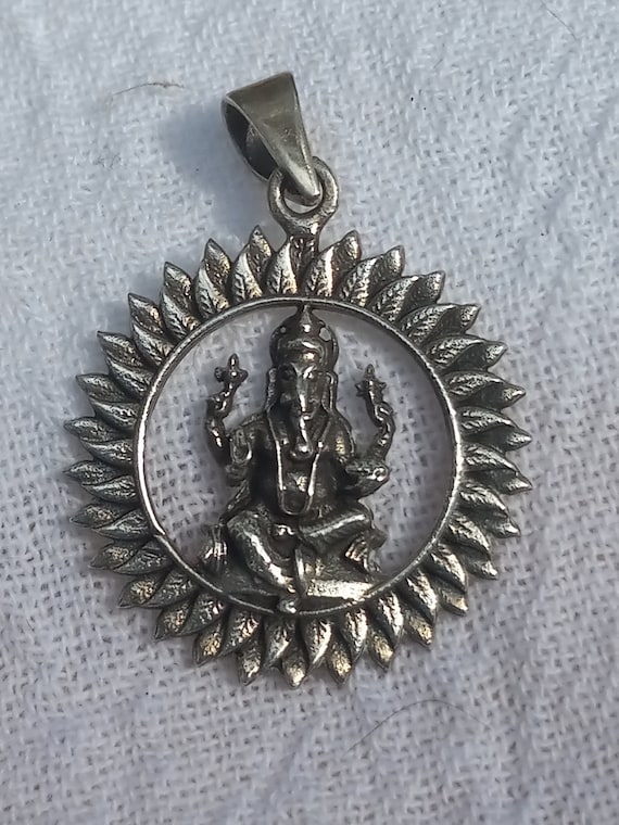 Sterling Ganesha Buddha Elephant Pendant