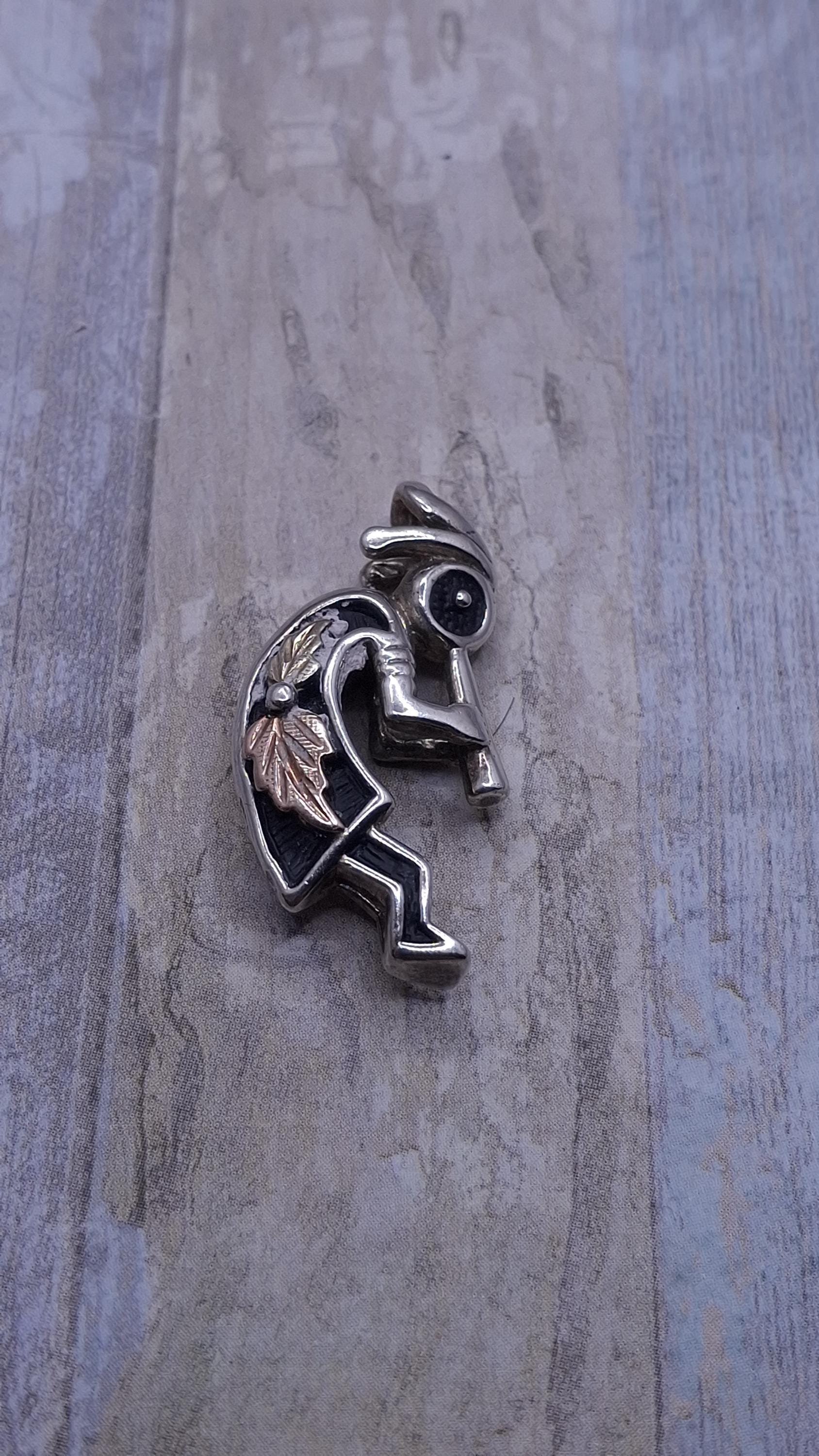 Black Hills Gold on Sterling Silver Kokopelli Pendant - Etsy