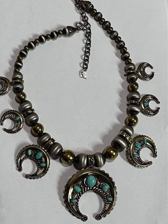 Vintage Carolyn Pollack Squash Blossom Necklace - image 1