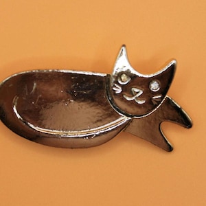 Vintage Rare Mexico Sterling Silver Cat Pin Brooch