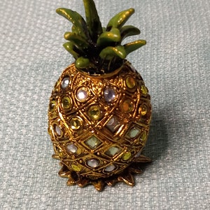 Enamel Rhinestone Jeweled Pineapple Trinket Box