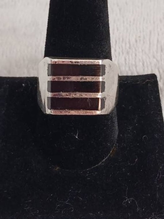 Mens Heavy Sterling Black Onyx Ring Size  11