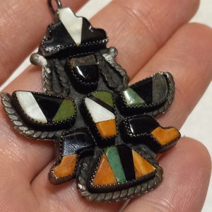 Vintage Zuni Knifewing Stone Inlay Pendant