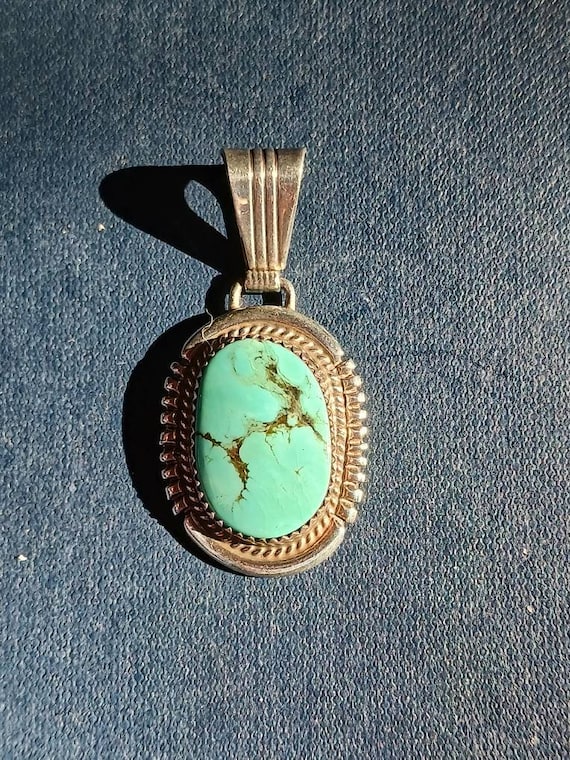 Sterling Silver and Turquoise Pendant - image 1