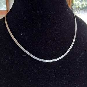 Sterling Silver Flat Herringbone Necklace Reversible Someone Special Hearts 18&quot;