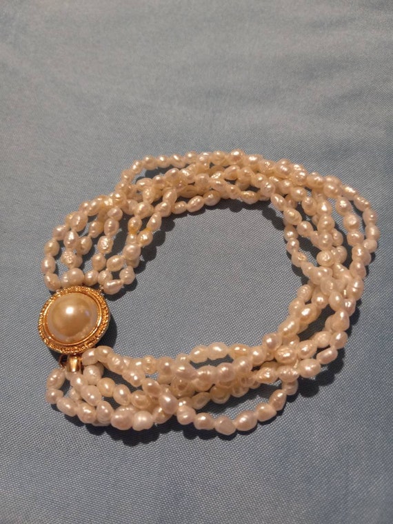 Vintage 60s six Strand Freshwater Pearl Bracelet