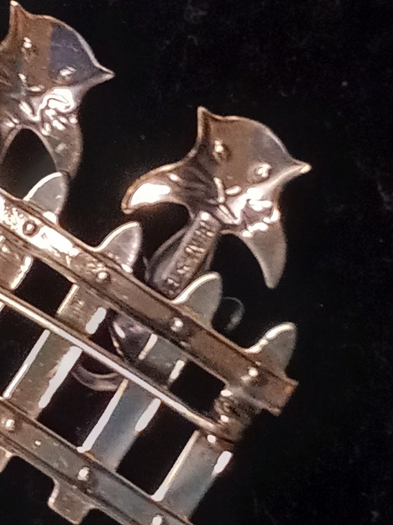 Vintage Beau Sterling Silver Cats On Fence Brooch… - image 4