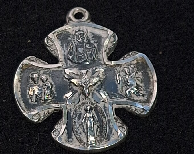 Vintage Creed Sterling Silver Catholic Cross Pendant Medal - Etsy