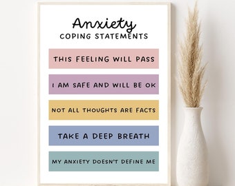 Anxiety Relief Digital Print | Mental Health Art, Self Care Print, Therapy, Counselor, Psychologist Office Decor, Psychology Art