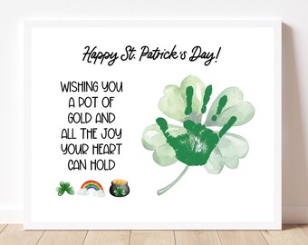 St Patricks Day Handabdruck Kunsthandwerk, bedruckbar | St. Patricks Day Basteln von Kinder, Baby, Kleinkinder | März-Aktivität in der Kindertagesstätte und Vorschule