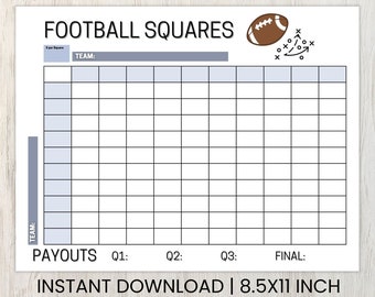 Printable Football Squares 4 Quarter Payouts 8.5x11 - Etsy