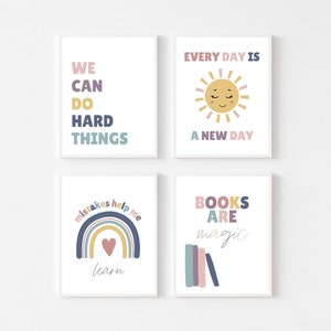 Boho Classroom Decor Bundle, Printable Wall Art, 8.5&quot;x11&quot; | Montessori Classroom Posters, Homeschool Decor, Teacher Signs, Growth Mindset