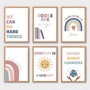 Boho Klassenzimmer Dekor Bundle, druckbare Wandkunst, 8,5 &quot;x 11&quot; | Klassenzimmer Poster Set, Klassenzimmer Zitate Schilder, Lehrer Schilder, Wachstumsmentalität