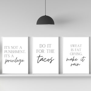 Home Gym Sign, 3 Piece Wall Art, Printable Wall Art | Workout Printable, Gym Wall Art, Funny Gym Poster