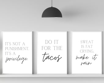 Home Gym Sign, 3 Piece Wall Art, Printable Wall Art | Workout Printable, Gym Wall Art, Funny Gym Poster