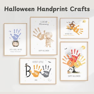 Halloween Handabdruck Kunst Bundle Printable | Tagesstätten für Halloween, Halloween-Karten-Handwerk von Kindern, Kleinkindern, Babys oder Vorschulkindern
