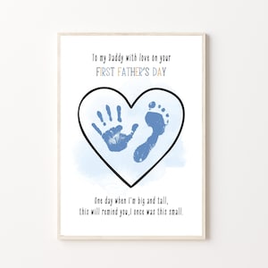 Erster Vatertag Handabdruck Art Craft, DRUCKBAR | Vatertagsgeschenk für Papa von Kindern, Kleinkind, Baby | Vorschulaktivitäts-DIY-Karte
