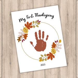 Baby's My 1st First Thanksgiving Footprint Craft, Printable Baby ...