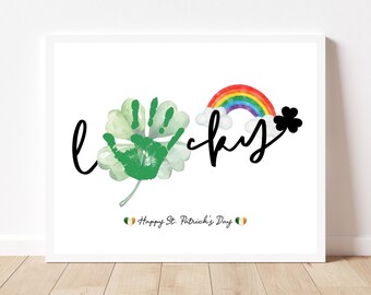 St Patricks Day Handabdruck Kunsthandwerk, bedruckbar | St. Patricks Day Basteln von Kinder, Baby, Kleinkinder | März-Aktivität in der Kindertagesstätte und Vorschule