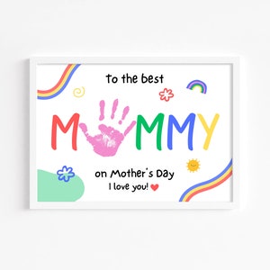 Manualidad con huella de mano para el Día de la Madre, imprimible/regalo para mamá de niños, bebés, niños pequeños, niños o preescolares/regalo o tarjeta de recuerdo