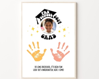 Preschool Graduation Handprint Art Craft, Printable | Last day of School Graduate Activity, End of school year gift