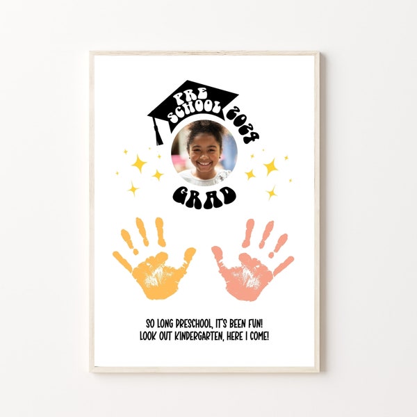 Preschool Graduation Handprint Art Craft, Printable | Last day of School Graduate Activity, End of school year gift