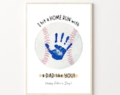 Fathers Day Baseball Handprint Art Craft, PRINTABLE | Gift for Dad from Kids, Toddler, Baby | Preschool Activity, DIY Keepsake Card