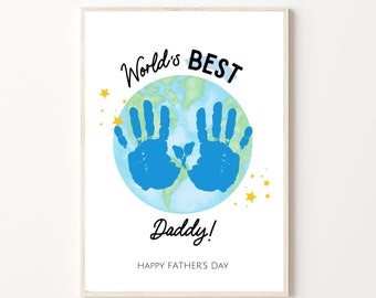Father's Day Handprint Art Craft, PRINTABLE | Fathers Day Gift for Dad from Kids, Baby, Toddler, Preschool Activity, DIY Keepsake Card