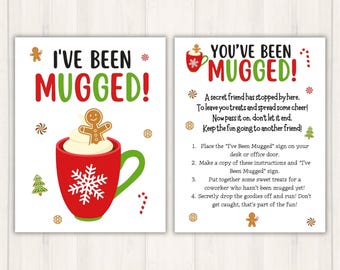 Youve Been Mugged Printable, Office Coworker Game | Christmas Team building, Holiday Gift Exchange game, Teacher, Nurse, Digital Download