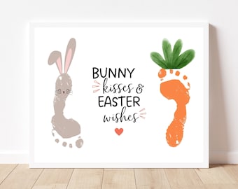 Easter Footprint Handprint Art Craft, Printable | Kids Baby Toddler or Preschool Activity, Easter Card Keepsake or Gift