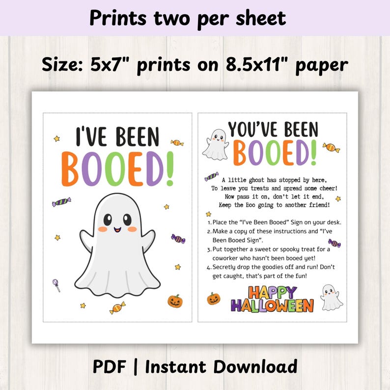 This printable youve been booed kit comes in 5x7 size and PDf format