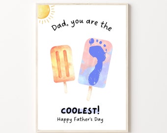 Father's Day Footprint Handprint Art Craft, PRINTABLE | Gift for Dad from Kids, Baby, Toddler, Preschool Activity, DIY Keepsake Card