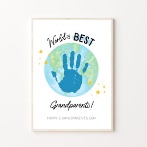 Arte con huellas de manos del Día de los abuelos, imprimible / regalo para abuela o abuelo de bebé, niños, niño pequeño o preescolar / tarjeta de bricolaje