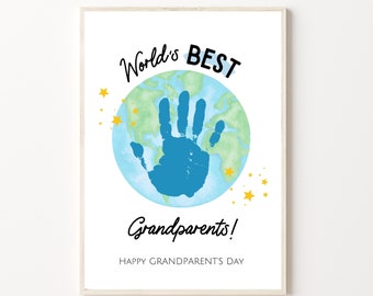 Grandparents Day Handprint Art Craft, Printable | Gift for Grandma or Grandpa from Baby, Kids, Toddler or Preschool | DIY Card