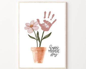 Mothers Day Handprint Art, Printable | Craft or Activity for baby, toddler, kids, preschool classroom, Card Gift Keepsake