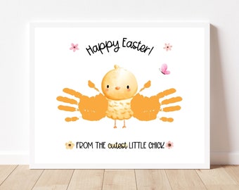 Easter Chick Handprint Art Craft, Printable | Kids Baby Toddler or Preschool Activity, Easter Card Keepsake or Gift