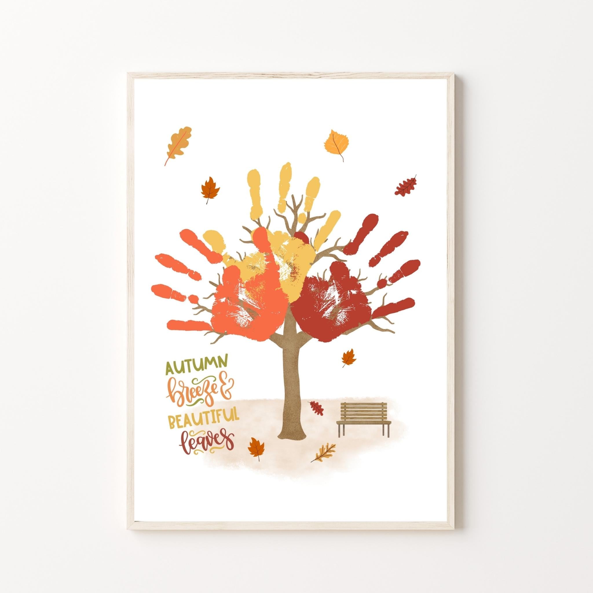 Fall Handprint Craft, Printable | Tree Leaves Handprint Art, Autumn ...